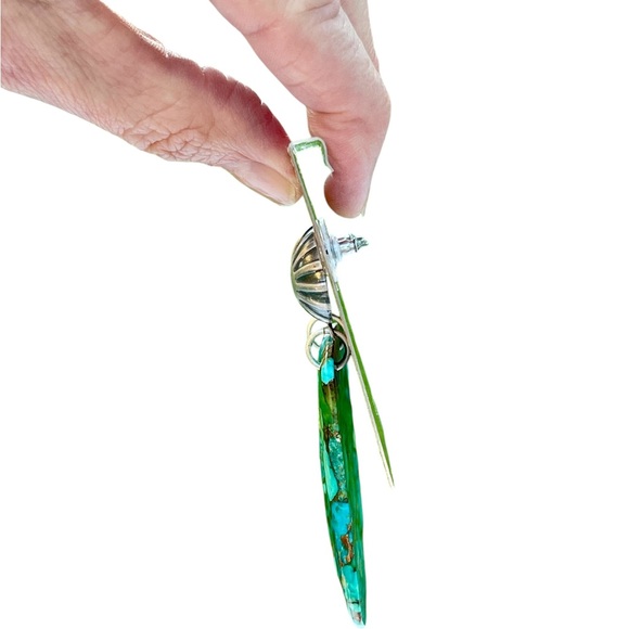 New - Turquoise Slab Earrings from Peyote Bird - Picture 11 of 11